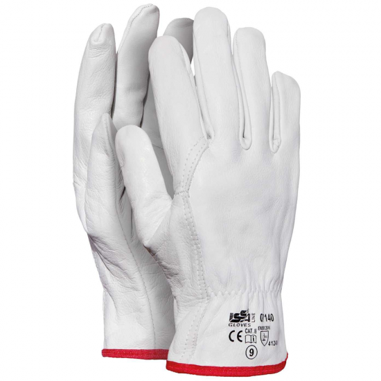 Guante piel flor Vacuno Blanco Talla 9